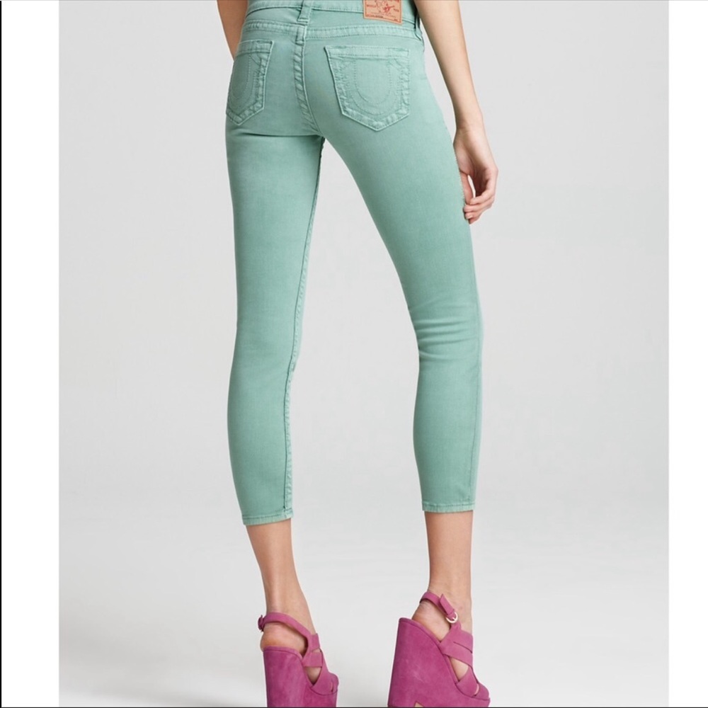 True Religion Brooklyn Cropped Jeans Mint Green 26
